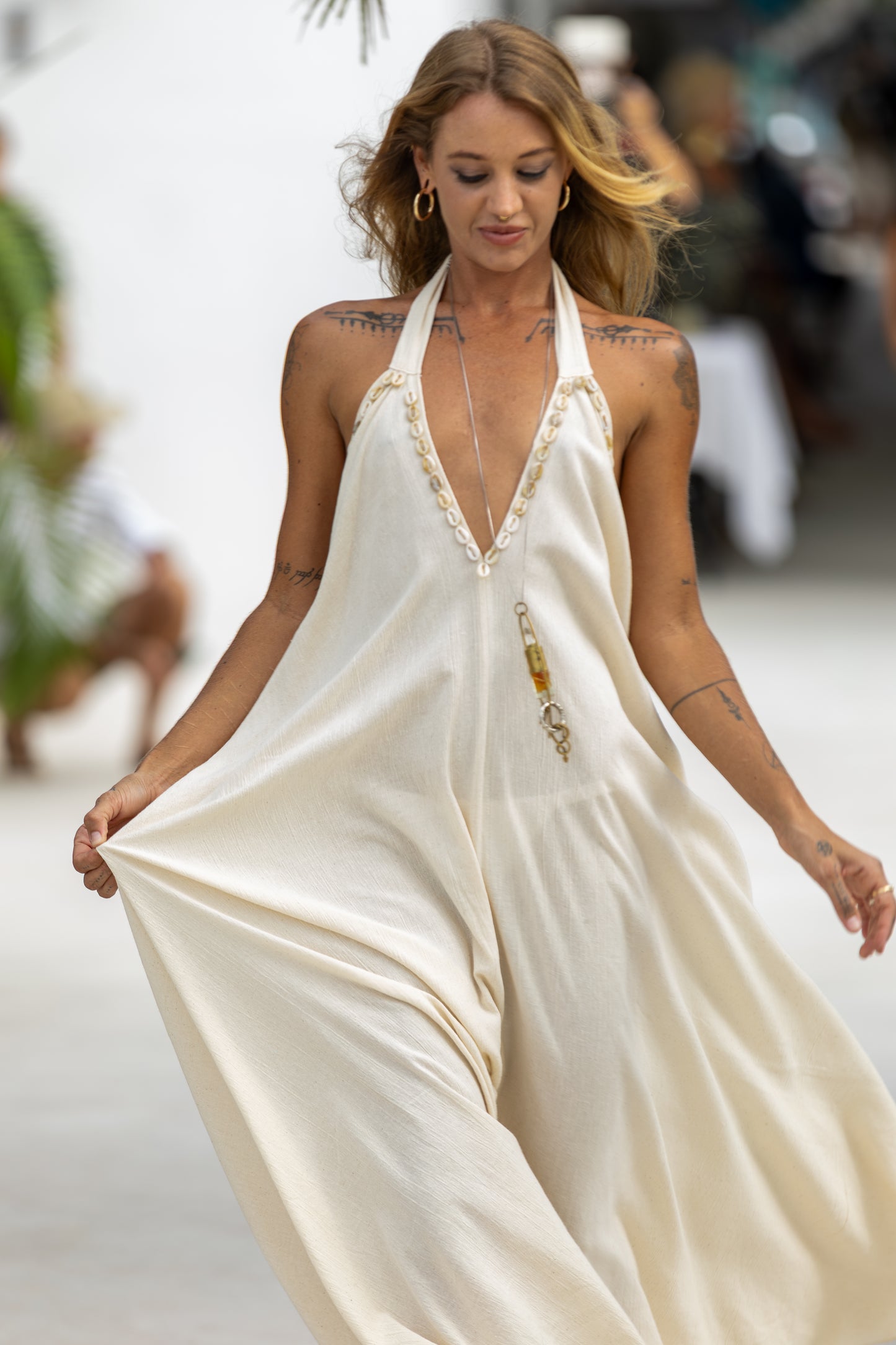HORIZON MAXI DRESS - SHELL EMBROIDERED SAND