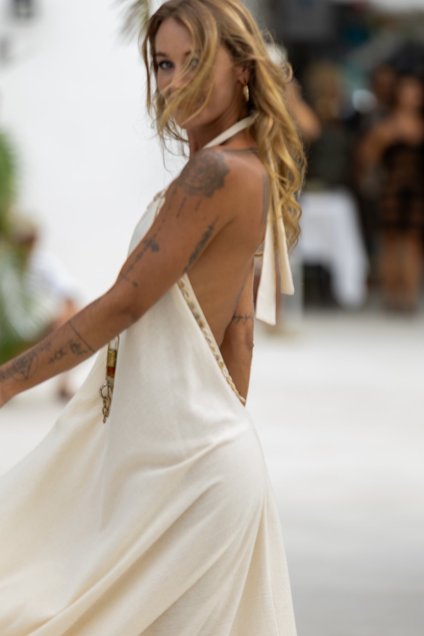 HORIZON MAXI DRESS - SHELL EMBROIDERED SAND