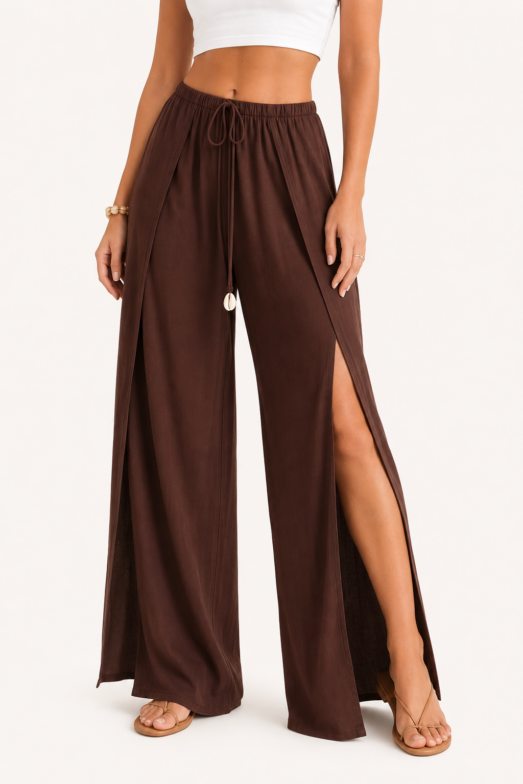 ENYA CHOCOLATE SLIT PANTS