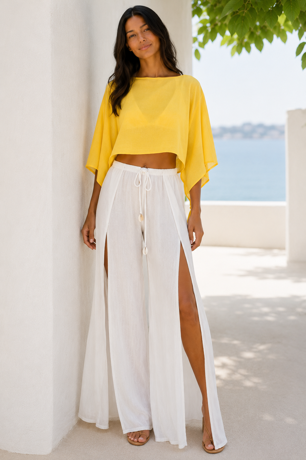 HORIZON BRIGHT YELLOW COTTON CROP TOP