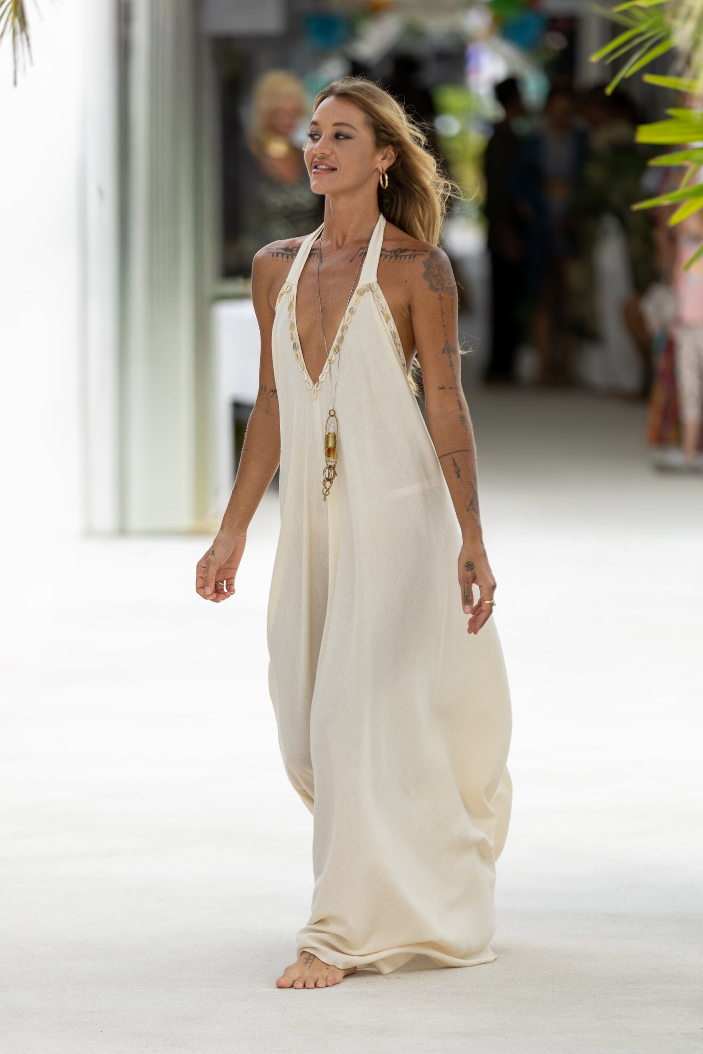 HORIZON MAXI DRESS - SHELL EMBROIDERED SAND