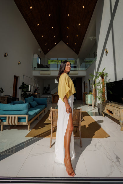 ENYA WHITE SLIT PANTS