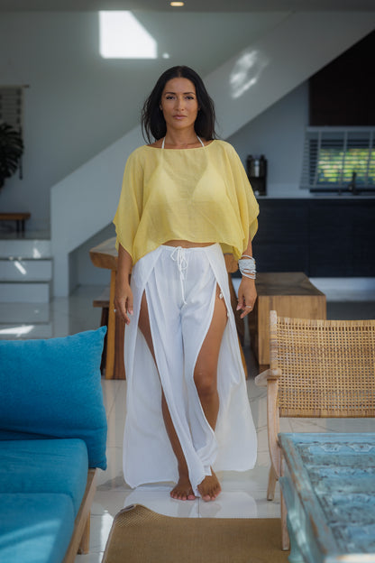 ENYA WHITE SLIT PANTS