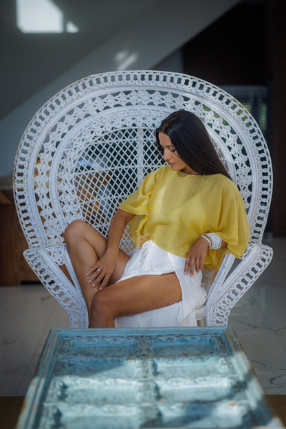HORIZON WARM YELLOW COTTON CROP TOP