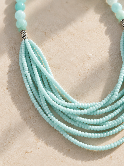 Island Muses Aqua Beaded Necklace