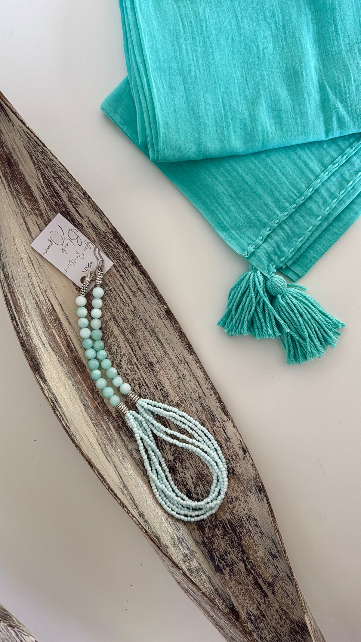 Island Muses Aqua Beaded Necklace