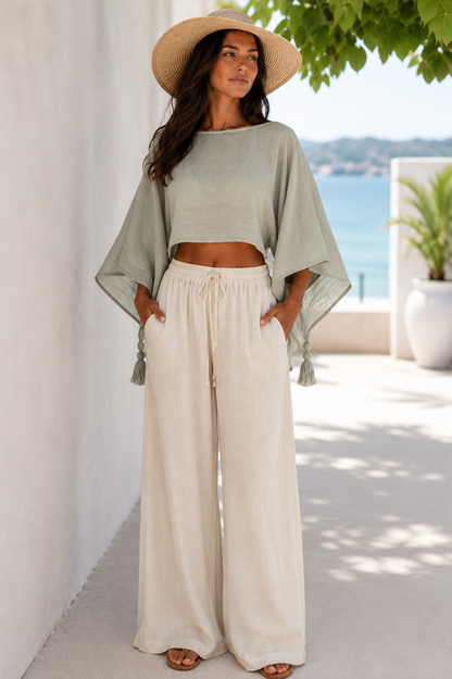 HORIZON SOFT GREEN COTTON CROP TOP